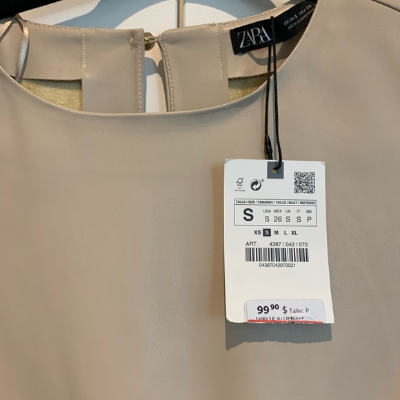 NWT Zara Contrasting Faux Leather Midi Dress with Lace detail size small - Picture 3 of 4